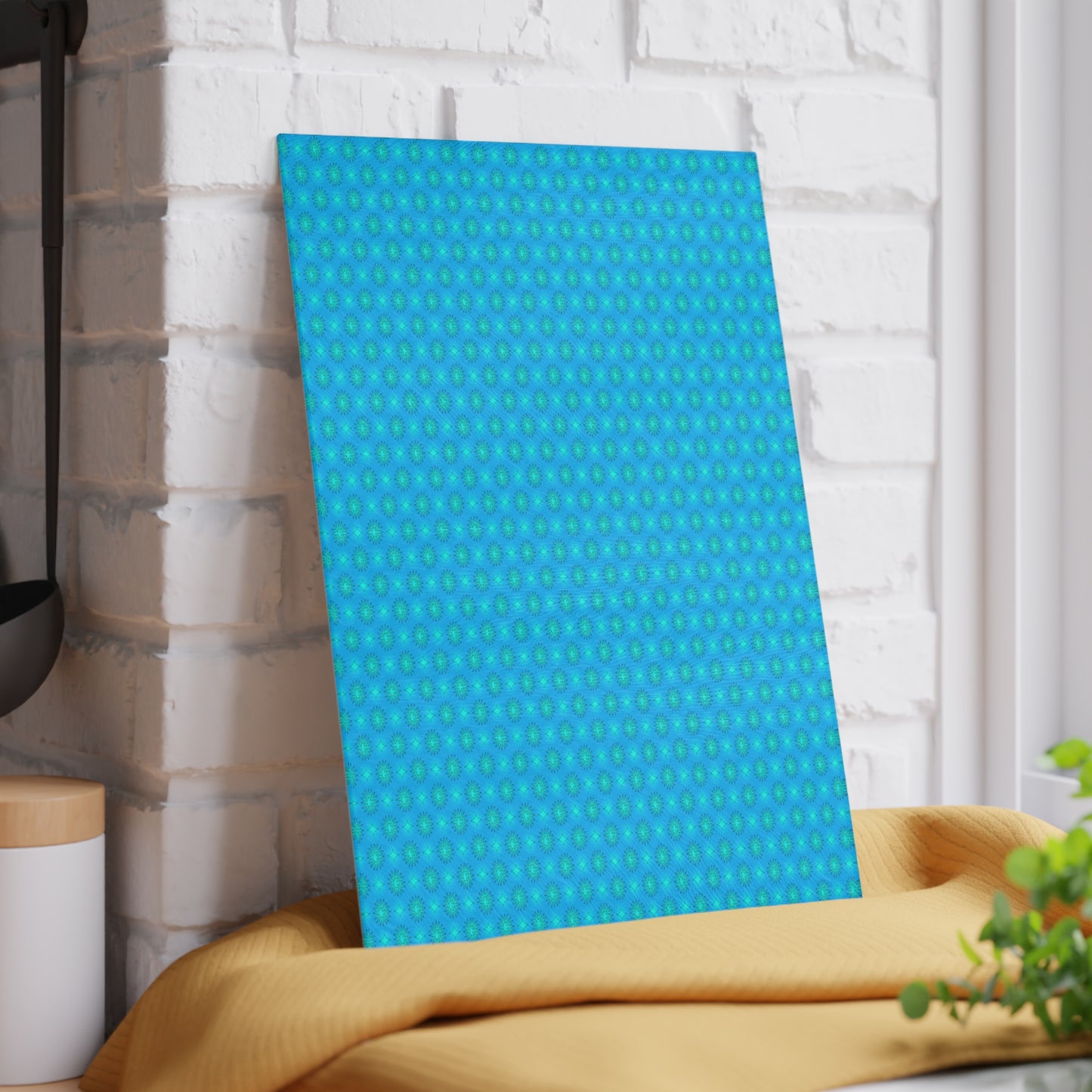 Light Blue Star-crossed Bodies Glass Cutting Board,  8" x 11"