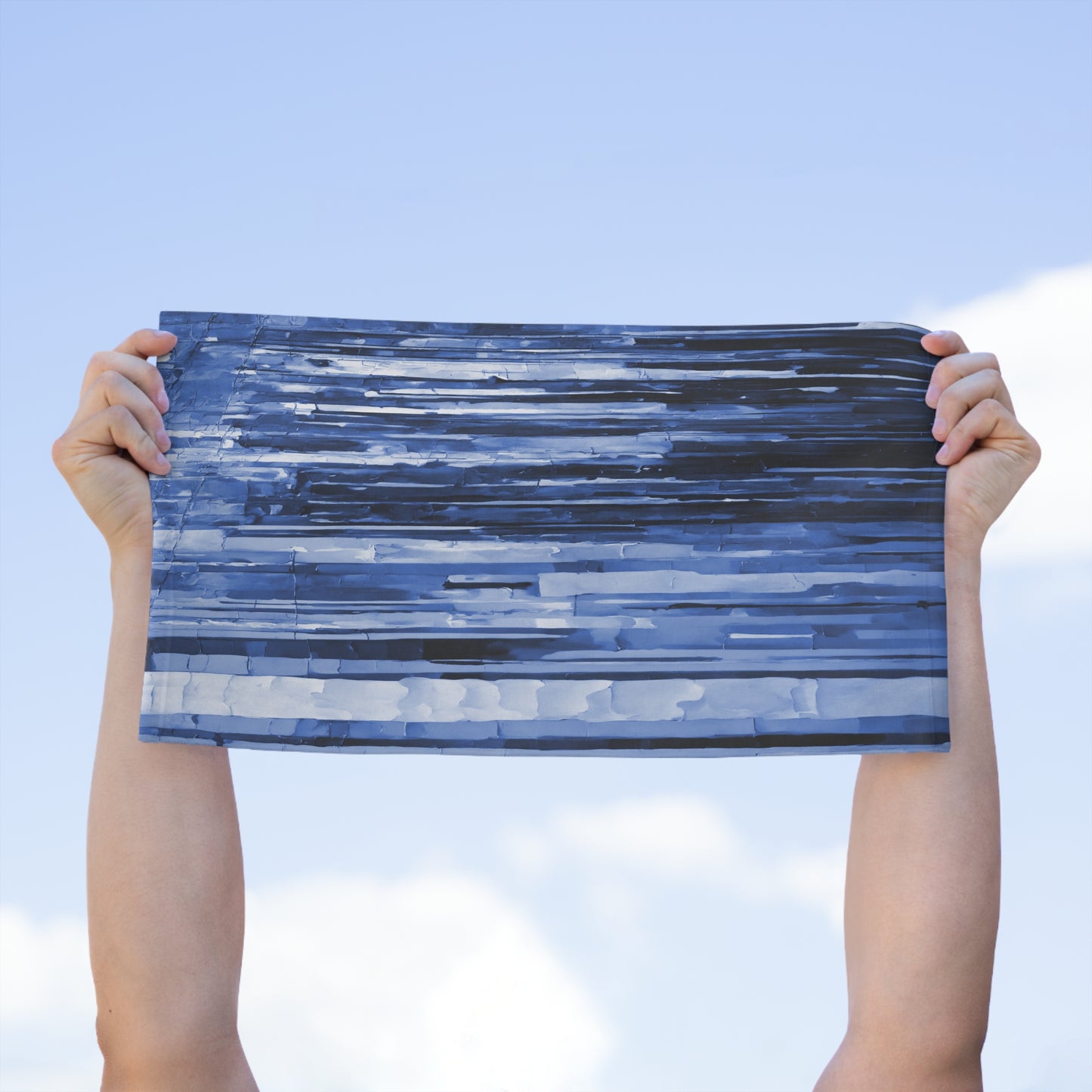 Striped Deep Blue Rally Towel, 11" x 18"