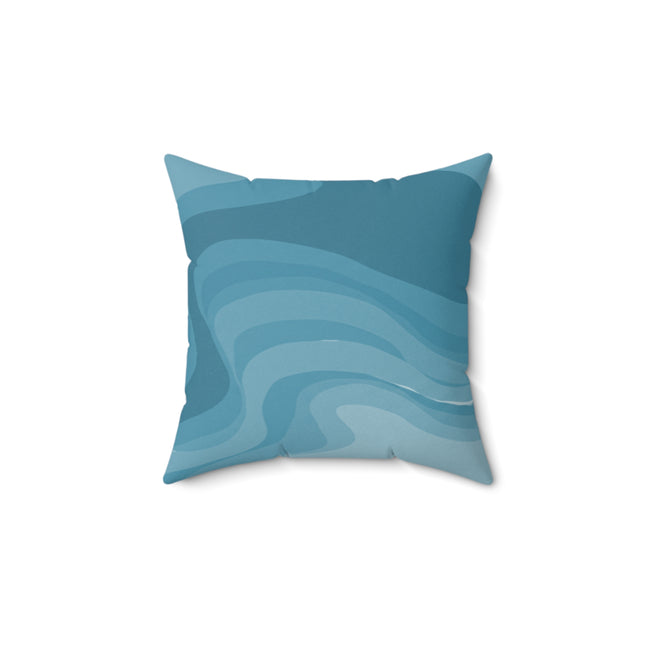 Sky Blue Wavey 14" x 14" Faux Suede Square Pillow