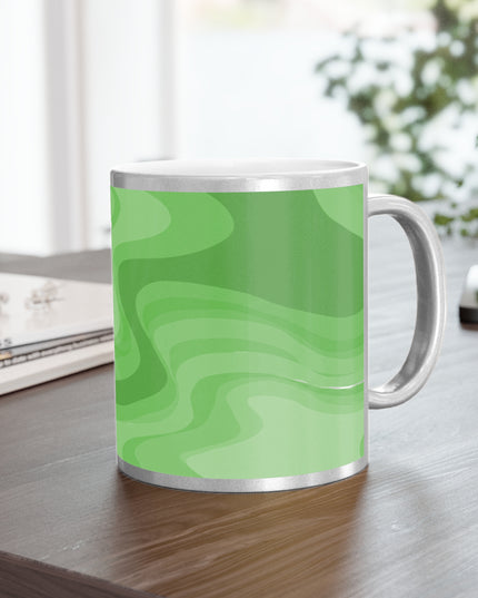 Greenie Meanie Wavey 11 oz Metallic Mug (Silver\Gold)