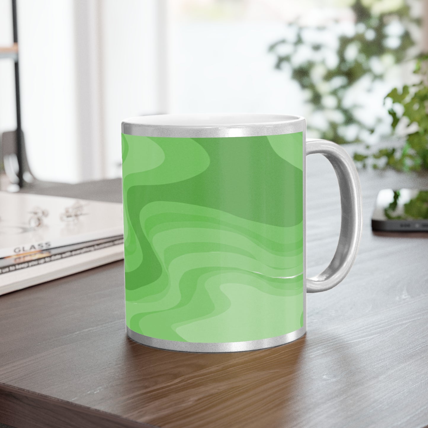 Greenie Meanie Wavey 11 oz Metallic Mug (Silver\Gold)