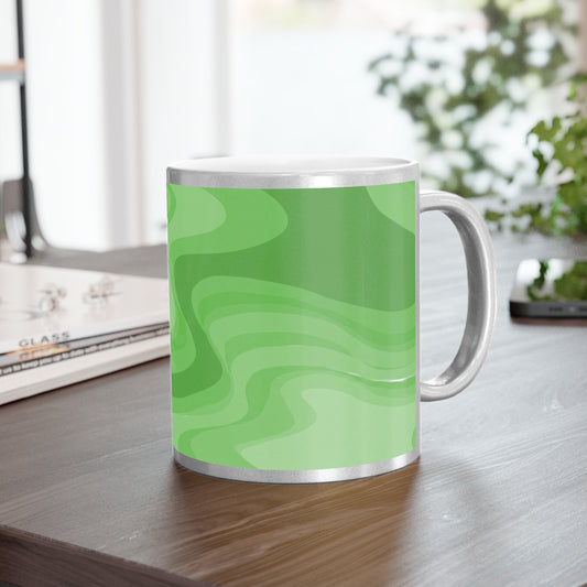 Greenie Meanie Wavey 11 oz Metallic Mug (Silver\Gold)