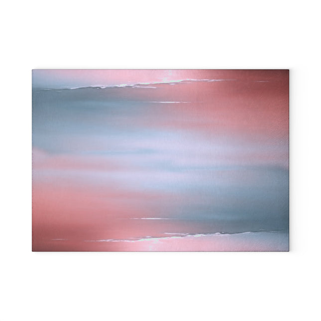 Gray Sea Pink Fog 8" x 11" Glass Cutting Board