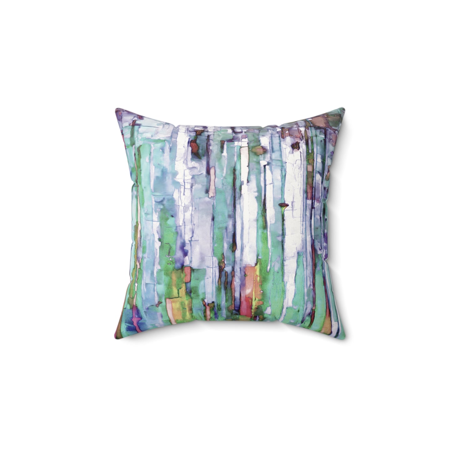 Striped Pastels 14" x 14" Faux Suede Square Pillow
