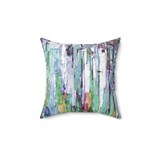Striped Pastels 14" x 14" Faux Suede Square Pillow
