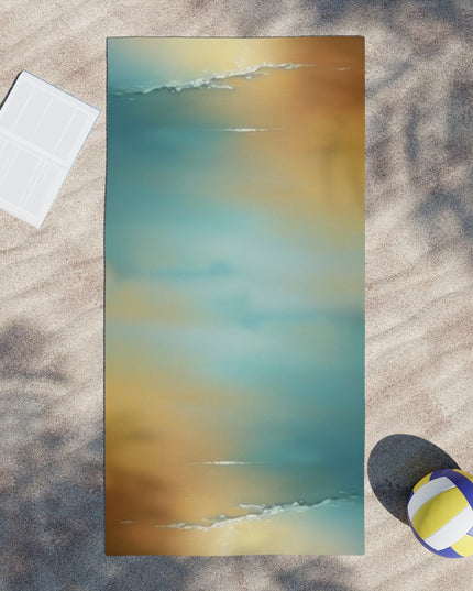 Blue Sea Red Orange Fog Beach Towel, 30" x 60"