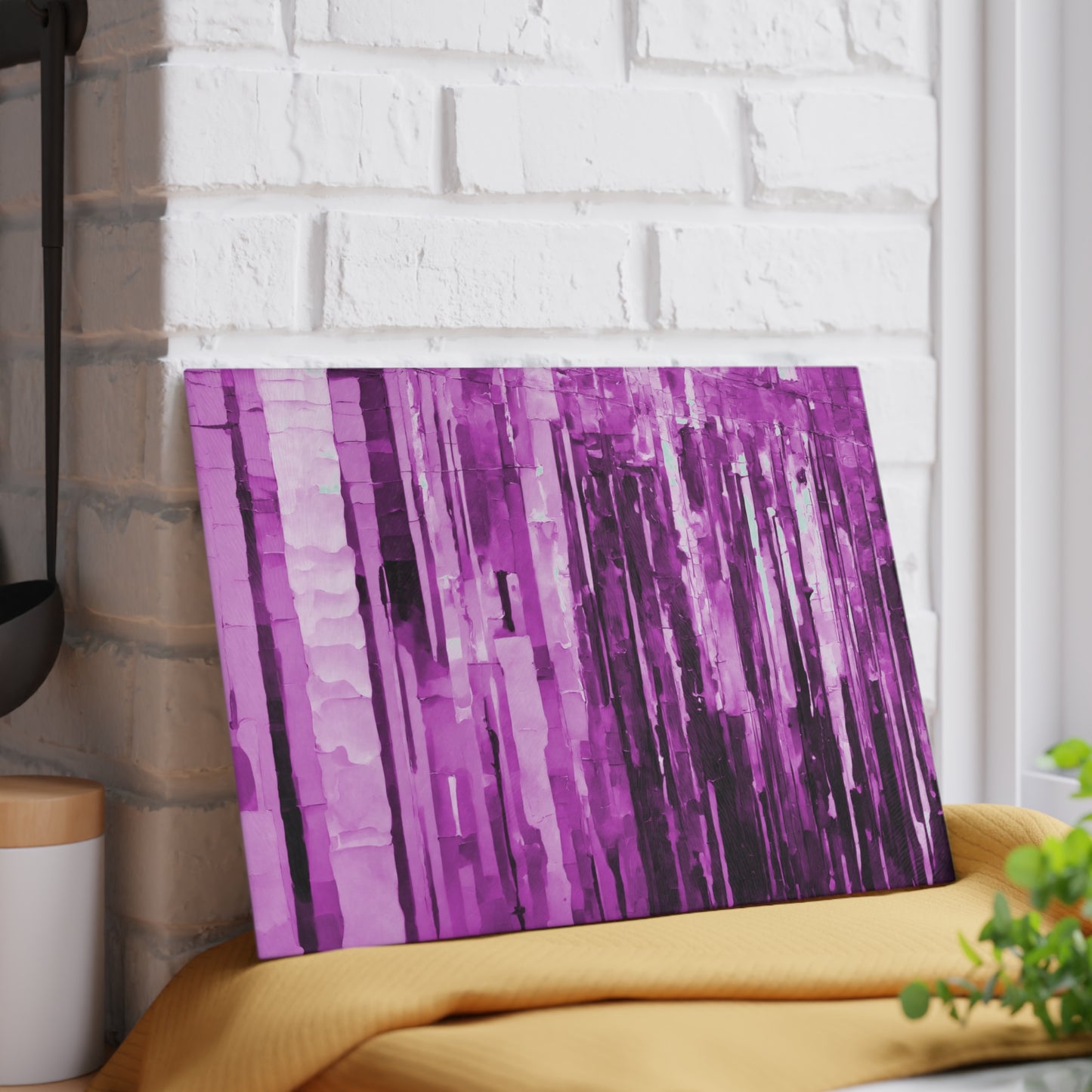 Striped Powder Lavender 8" x 11" Glass Cutting Board