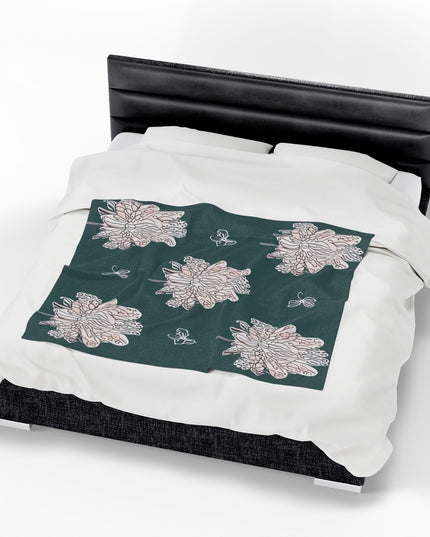 Soft White Floral Butterflies Velveteen Plush Blanket, 50" x 60"