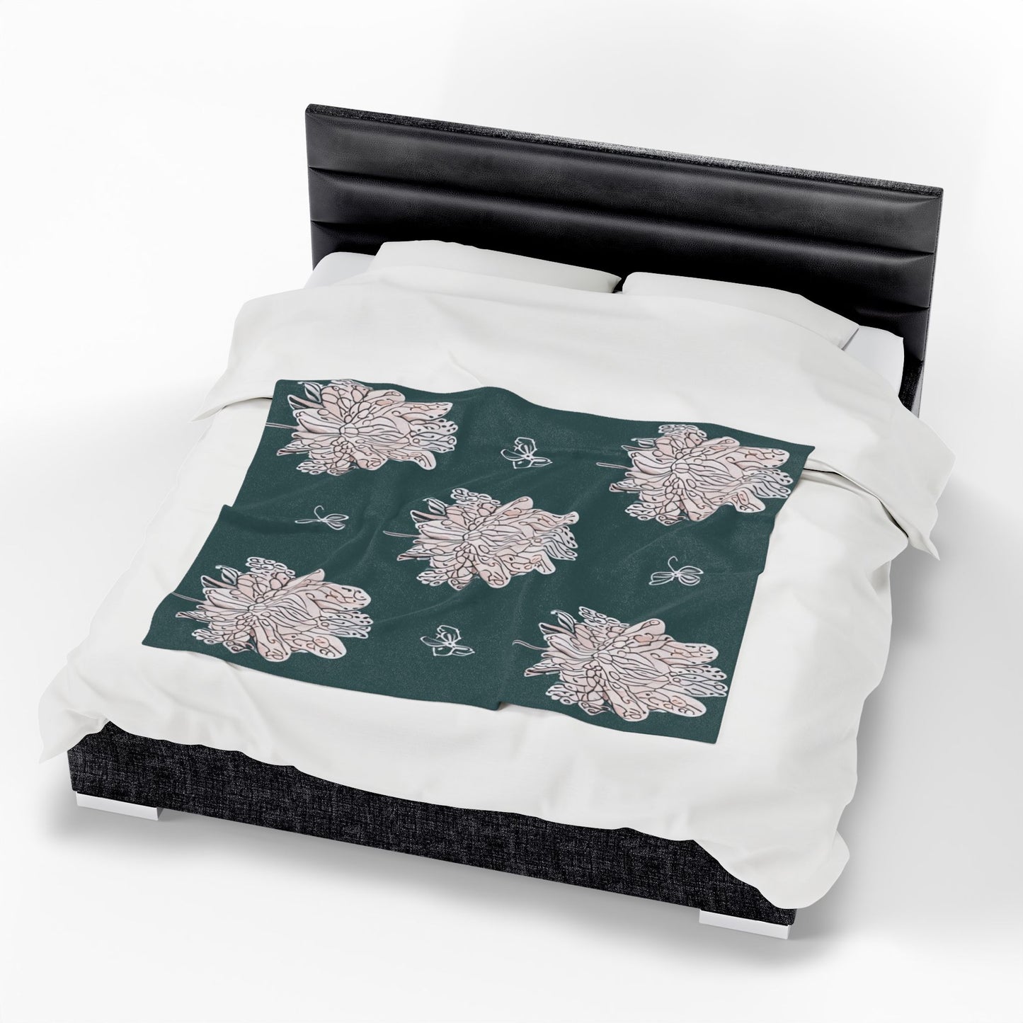 Soft White Floral Butterflies Velveteen Plush Blanket, 50" x 60"