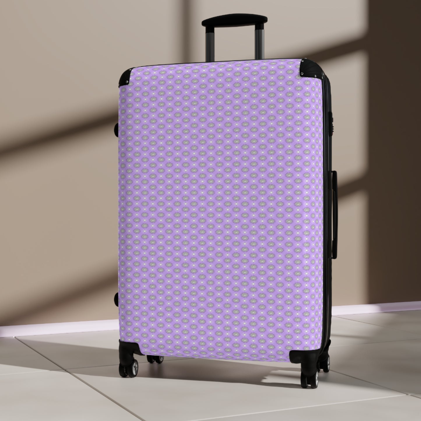 Lavender Star-crossed Bodies Large Suitcase with built in lock, 4 double-wheels, telescopic handle, and ABS back hard-shell