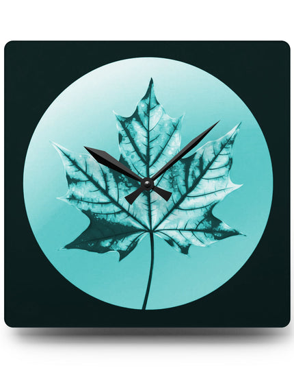 Tif Green Maple Leaf Acrylic Wall Clock, Round or Square, 10.75" x 10.75"