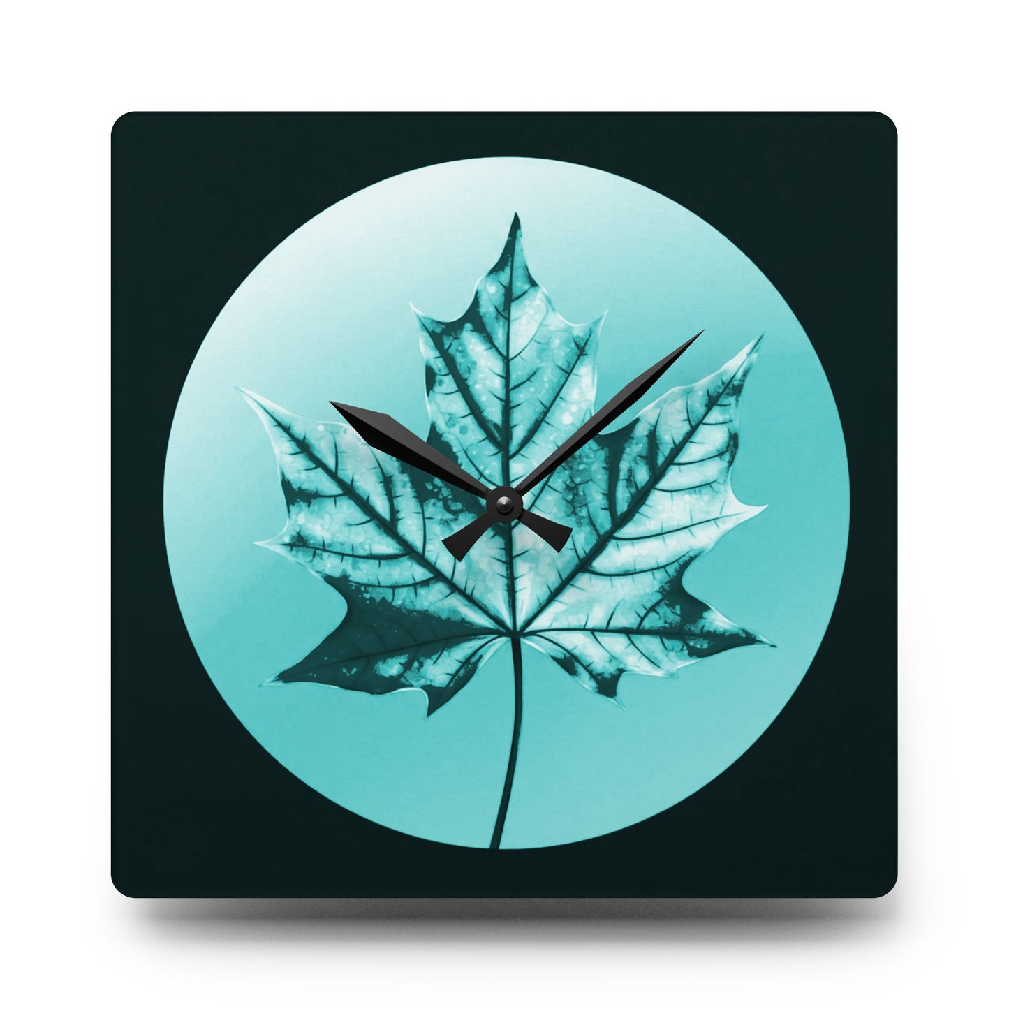 Tif Green Maple Leaf Acrylic Wall Clock, Round or Square, 10.75" x 10.75"