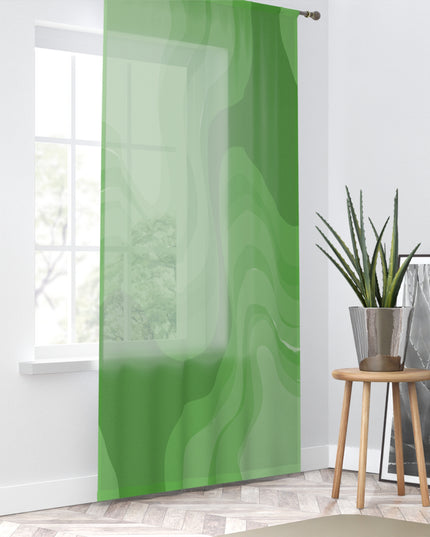 Greenie Meanie Wavey Sheer Window Curtain, 50" x 84", partially transparent