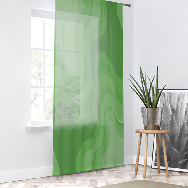 Greenie Meanie Wavey Sheer Window Curtain, 50" x 84", partially transparent