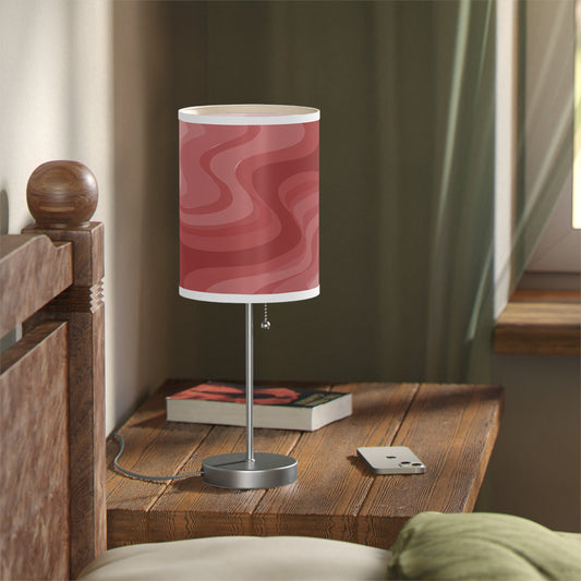Power Red Wavey Table Lamp on a White or Silver Stand, US|CA plug