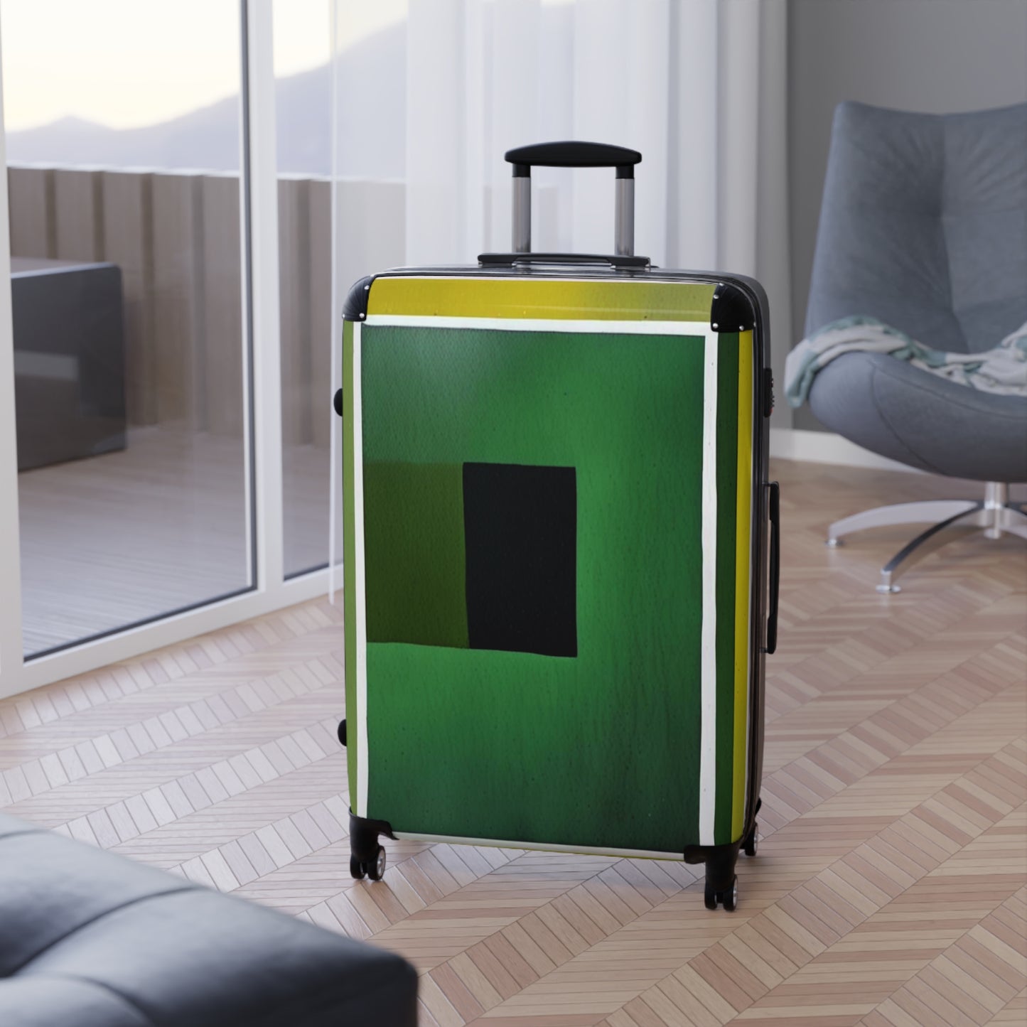 Alpha Shadow Large Suitcase with built in lock, 4 double-wheels, telescopic handle, and ABS back hard-shell