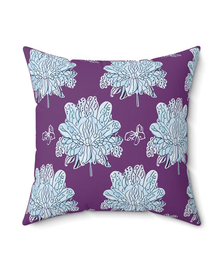 Blue Floral Butterflies 18" x 18" Faux Suede Square Pillow