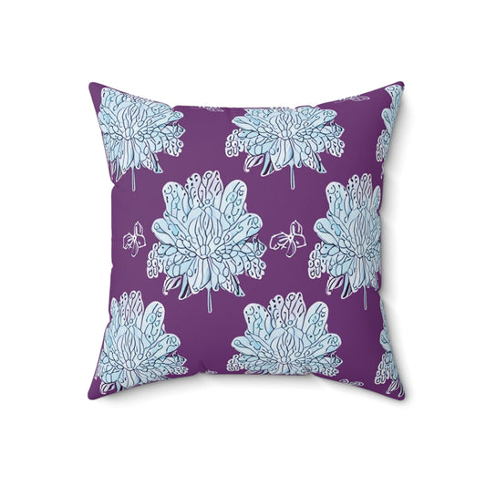 Blue Floral Butterflies 18" x 18" Faux Suede Square Pillow