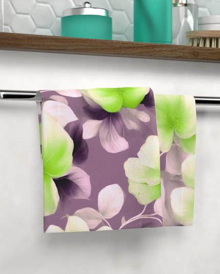 Lime Lavender Floral Bunch Face Towel, 13" x 13"