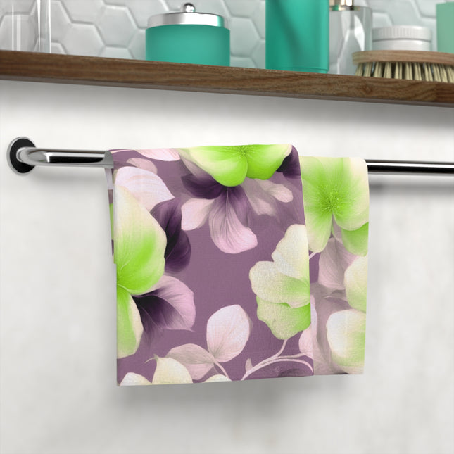 Lime Lavender Floral Bunch Face Towel, 13" x 13"