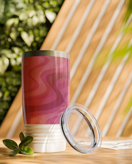 Pinky Mauve Wavey Ringneck Tumbler, 20oz in white