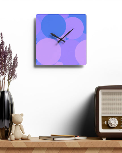 Pastel Purple Family Patches Acrylic Wall Clock, Round or Square, 10.75" x 10.75"