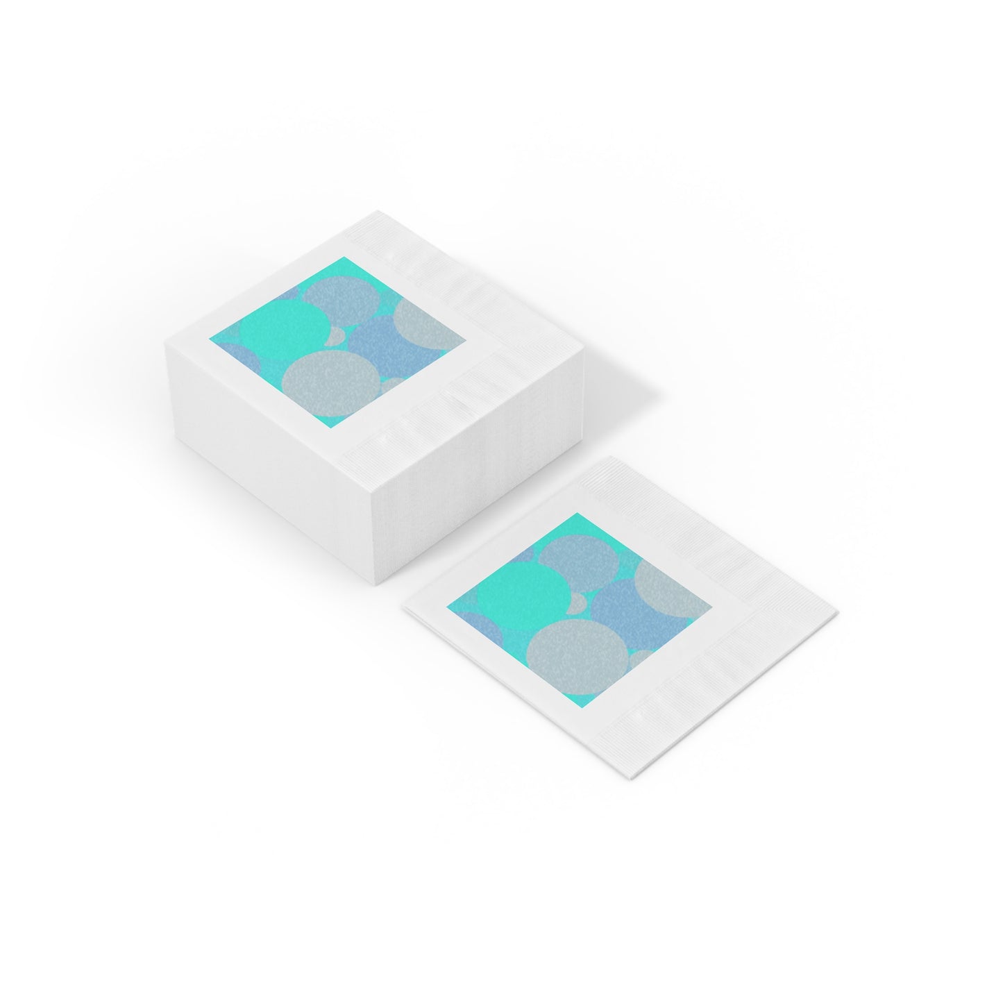 Pastel Tan and Tif Patches White Coined Napkins, 4.8" x 4.8"