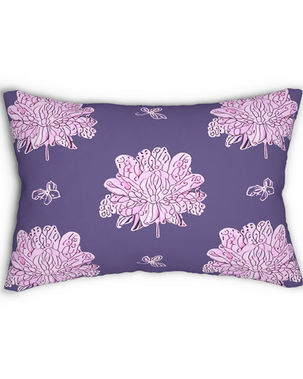 Magenta Floral Butterflies Spun Polyester Lumbar Pillow, 20" x 14"