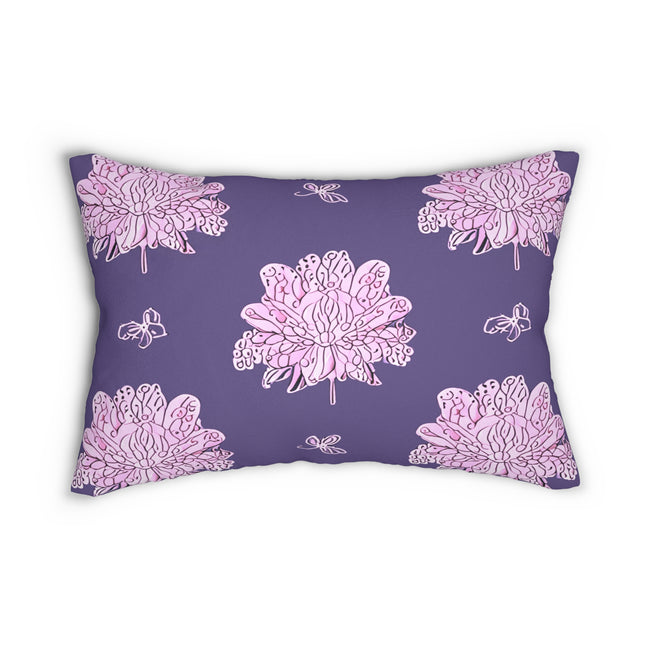 Magenta Floral Butterflies Spun Polyester Lumbar Pillow, 20" x 14"