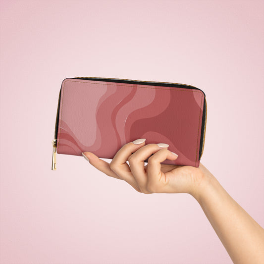 Power Red Wavey Elegant Abstract Zipper Wallet - Stylish & Functional Accessory for Everyday Use