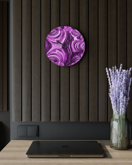 Uzi Spiral Powder Lavender Acrylic Wall Clock, Round or Square, 10.75" x 10.75"
