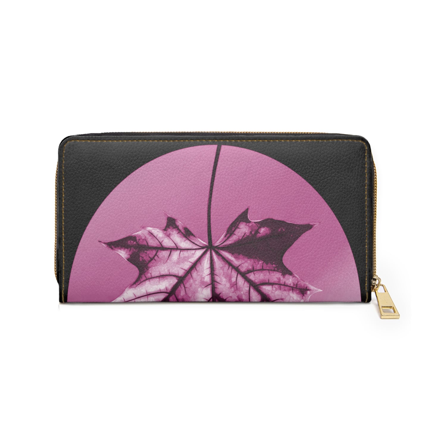 Magenta Maple Leaf Elegant Abstract Zipper Wallet - Stylish & Functional Accessory for Everyday Use