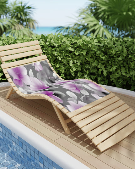 Purple Blossom Floral Bunch Beach Towel, 24" x 44"