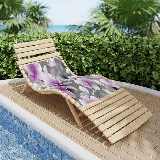 Purple Blossom Floral Bunch Beach Towel, 24" x 44"