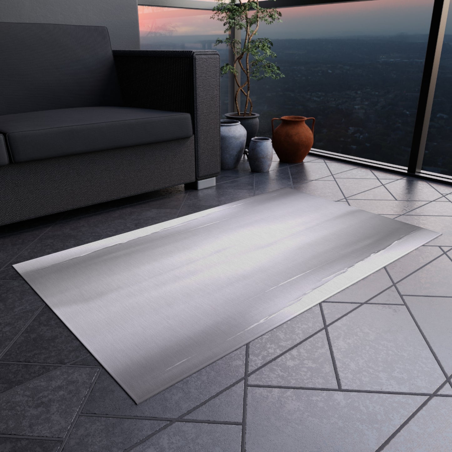 Sephia Sea Dark Fog Outdoor Rug, 36" x 60"