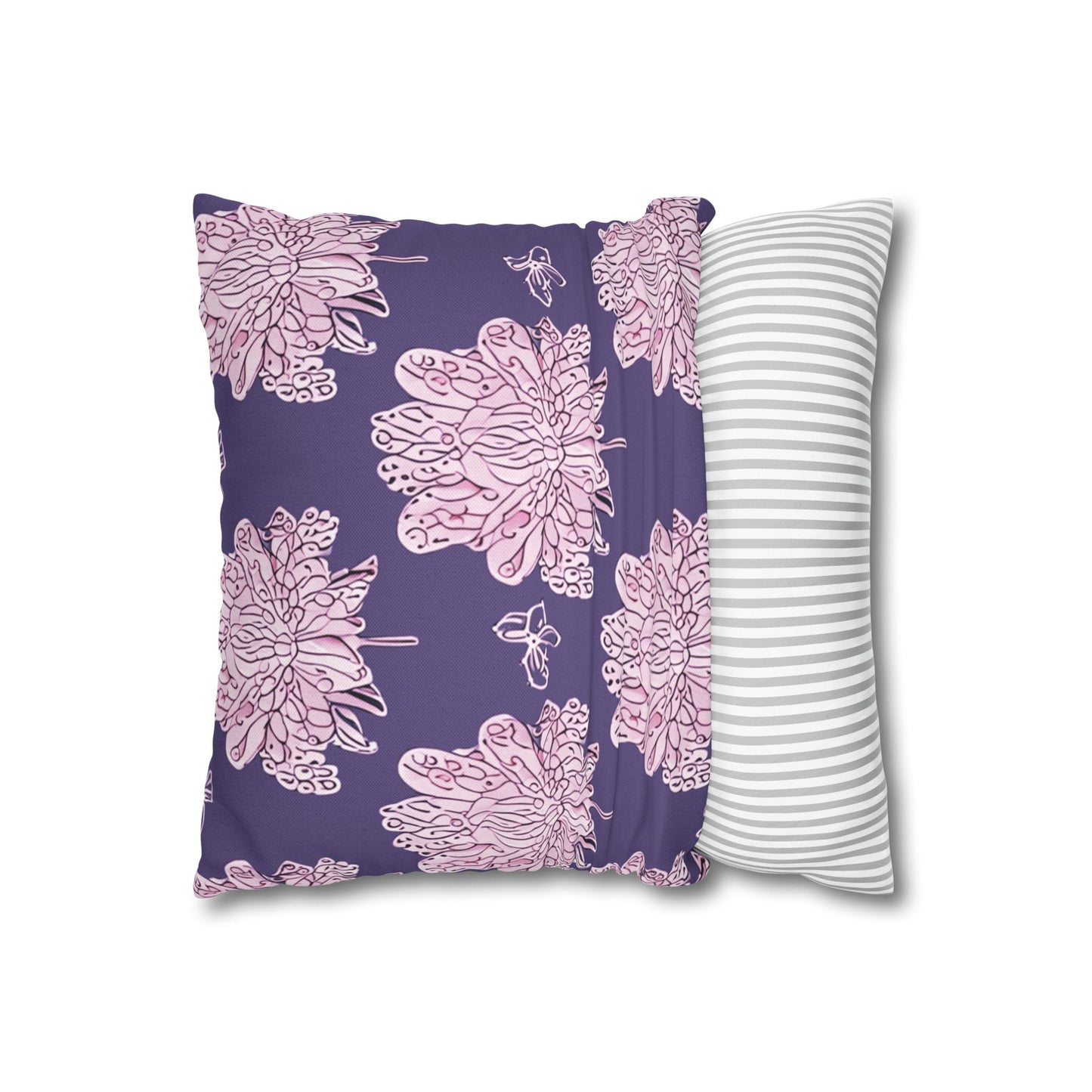 Magenta Floral Butterflies Spun Polyester Square Pillowcase, 14" x 14"