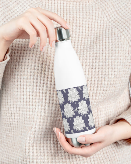 White Floral Butterflies 20oz Insulated Water Bottle