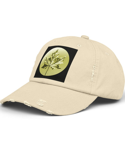 Lemongrass Maple Leaf Unisex Distressed Cap