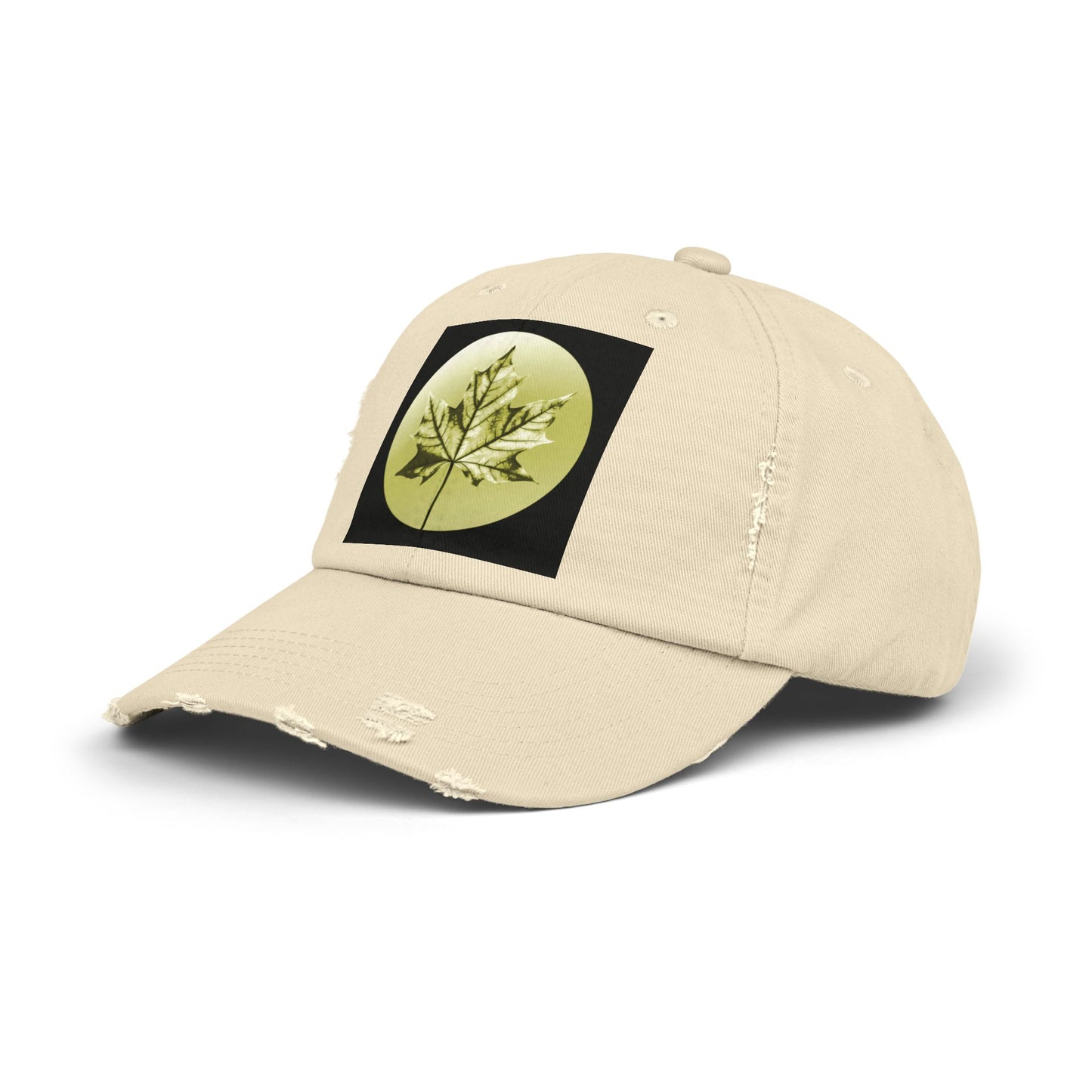 Lemongrass Maple Leaf Unisex Distressed Cap