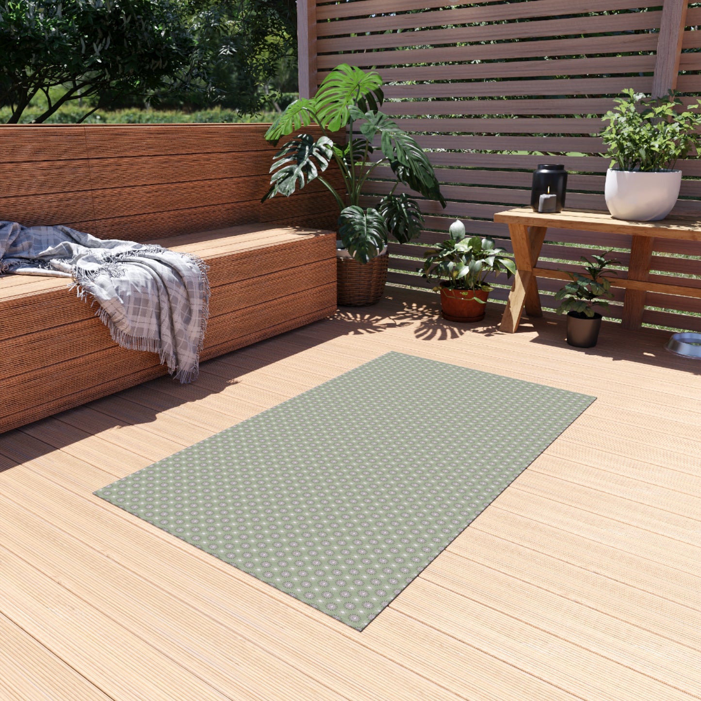 Olive Star-crossed Bodies Outdoor Rug, 36" x 60"