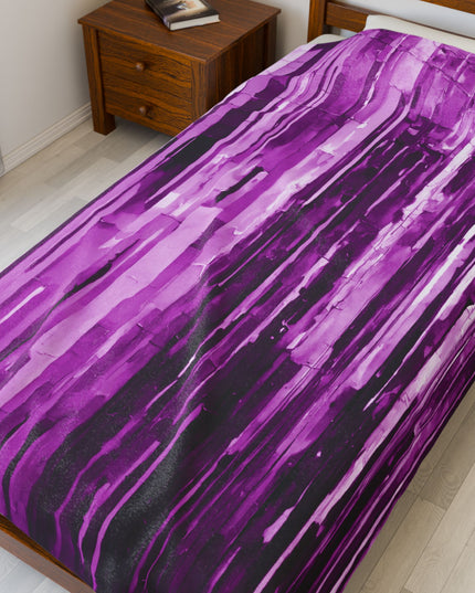 Striped Powder Lavender Velveteen Plush Blanket, 60" x 80"