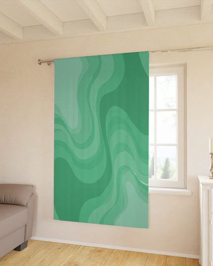 Mint Green Wavey Window Curtain, 50" x  84", blackout