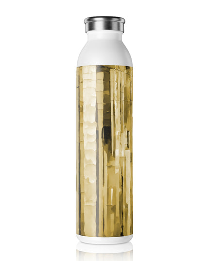 Striped Light Brown Slim Water Bottle, 20 oz White