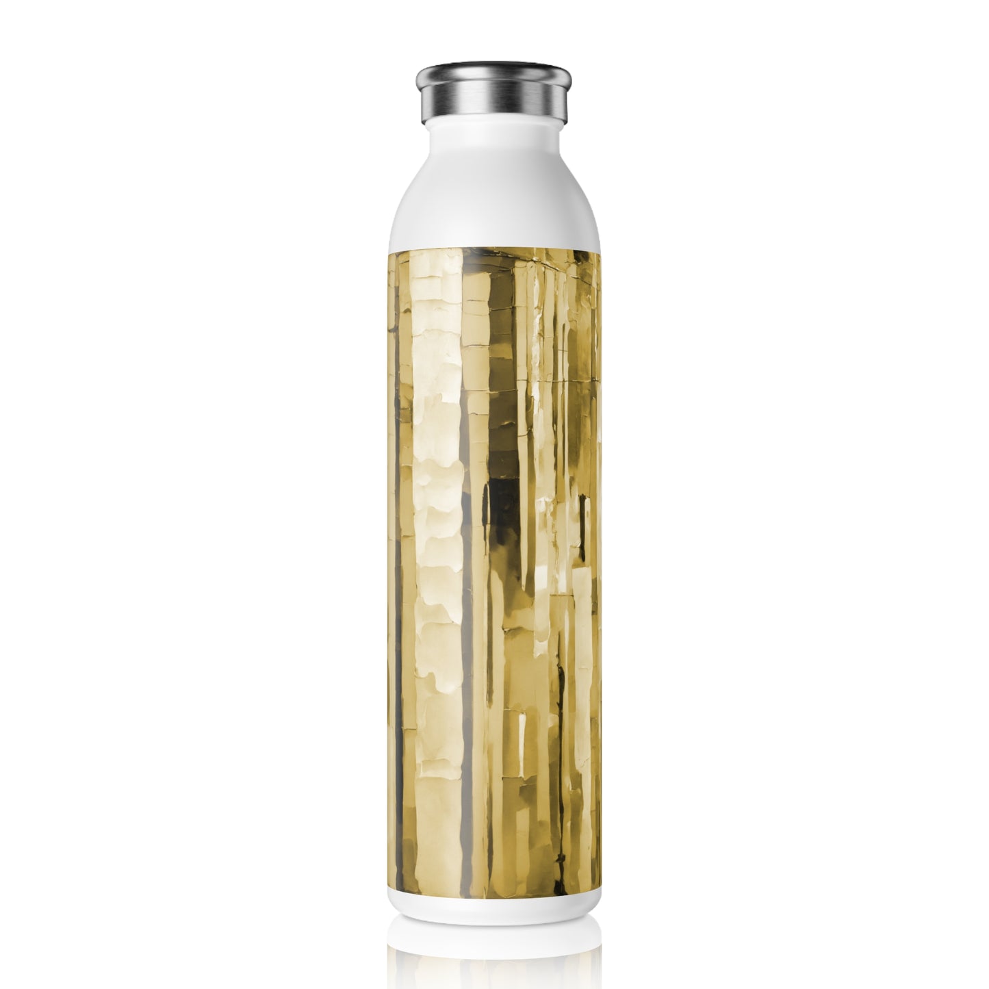 Striped Light Brown Slim Water Bottle, 20 oz White