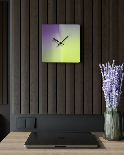 Purple Golden Fade Acrylic Wall Clock, Round or Square, 10.75" x 10.75"