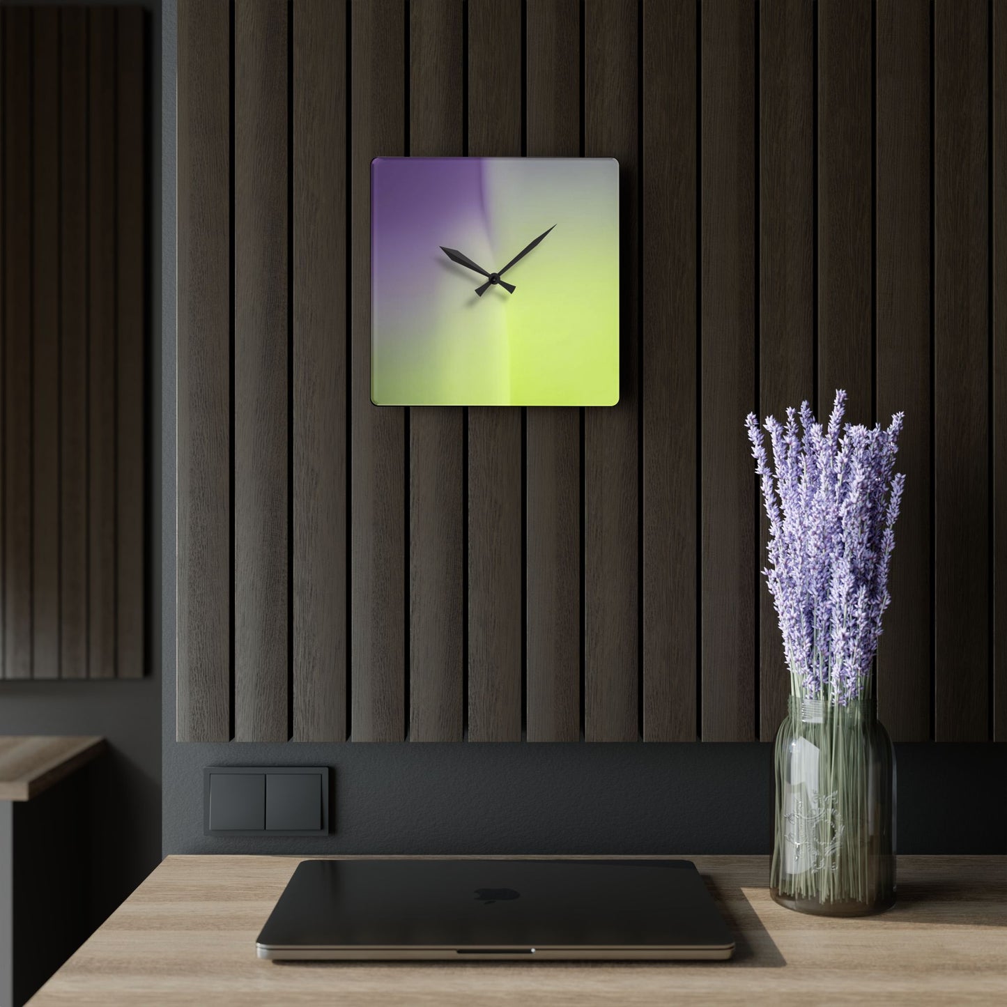 Purple Golden Fade Acrylic Wall Clock, Round or Square, 10.75" x 10.75"