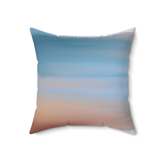 Blue Sea Peach Fog 18" x 18" Faux Suede Square Pillow