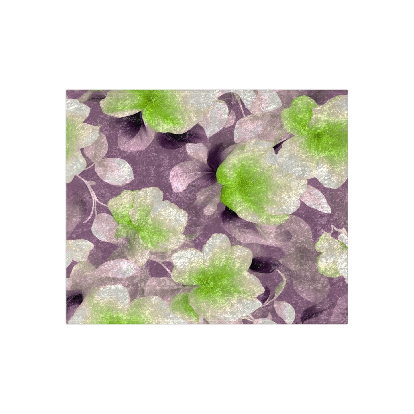 Lime Lavender Floral Bunch Crushed Velvet Blanket, 50" x 60"
