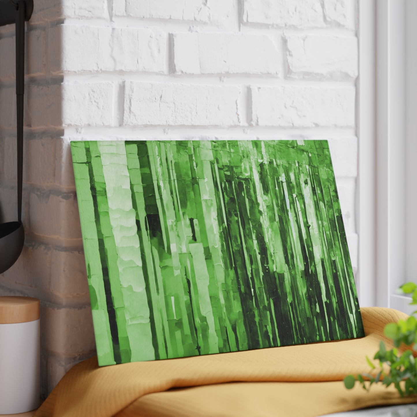 Striped Mint Pastels 8" x 11" Glass Cutting Board