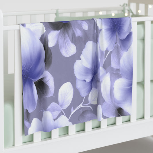 Indigo Blossom Floral Bunch Baby Swaddle 30″×40″ Blanket
